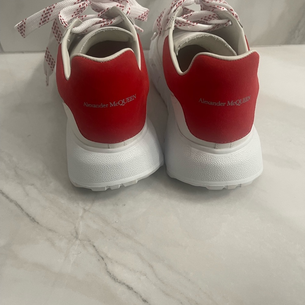 Alexander McQueen Leather Court Trainer Sneakers Sz 38 - Picture 2 of 6